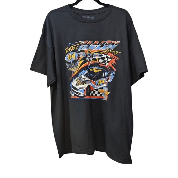 Van Halen New Men's #84 Racing Short Sleeve Black Graphic T-Shirt - Picture 2 of 6